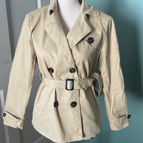 New Women’s Hancy double breasted khaki belted casual trench jacket, Size S - Picture 5 of 8